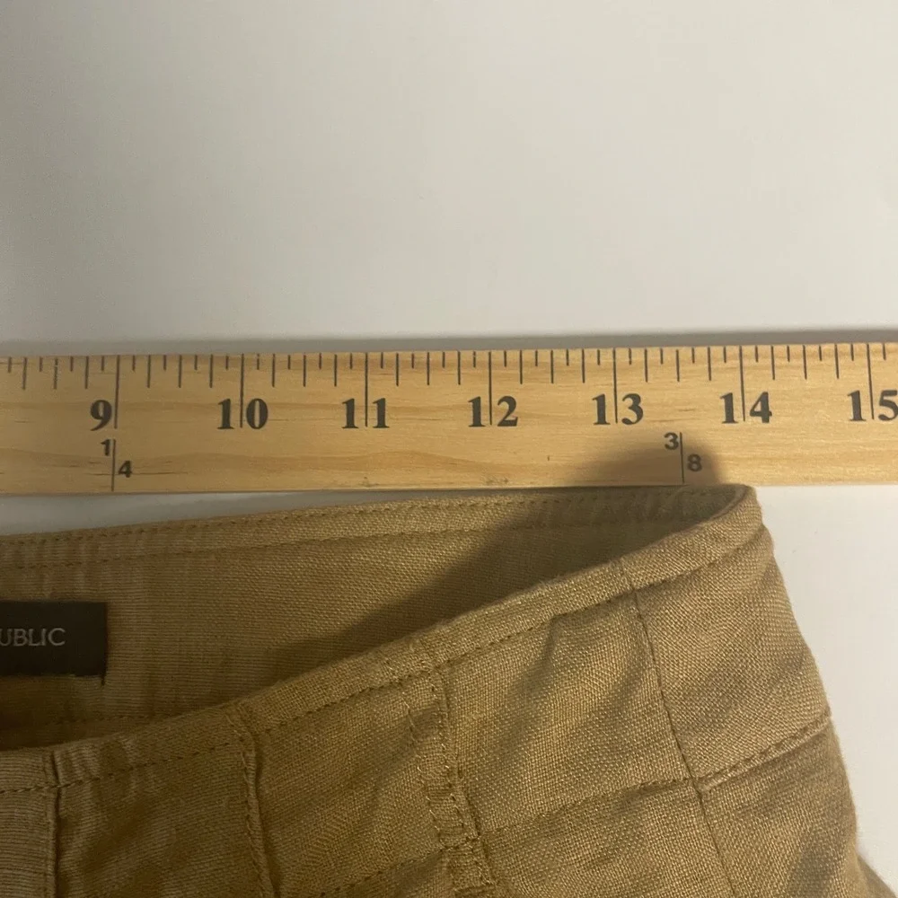 Banana Republic Pleated Linen Pants Womens 2 Iced Latte Brown High Rise Wide Leg